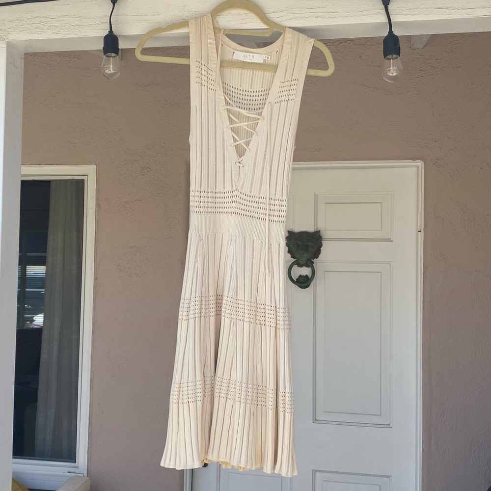 Astr Cream Sleeveless Dress